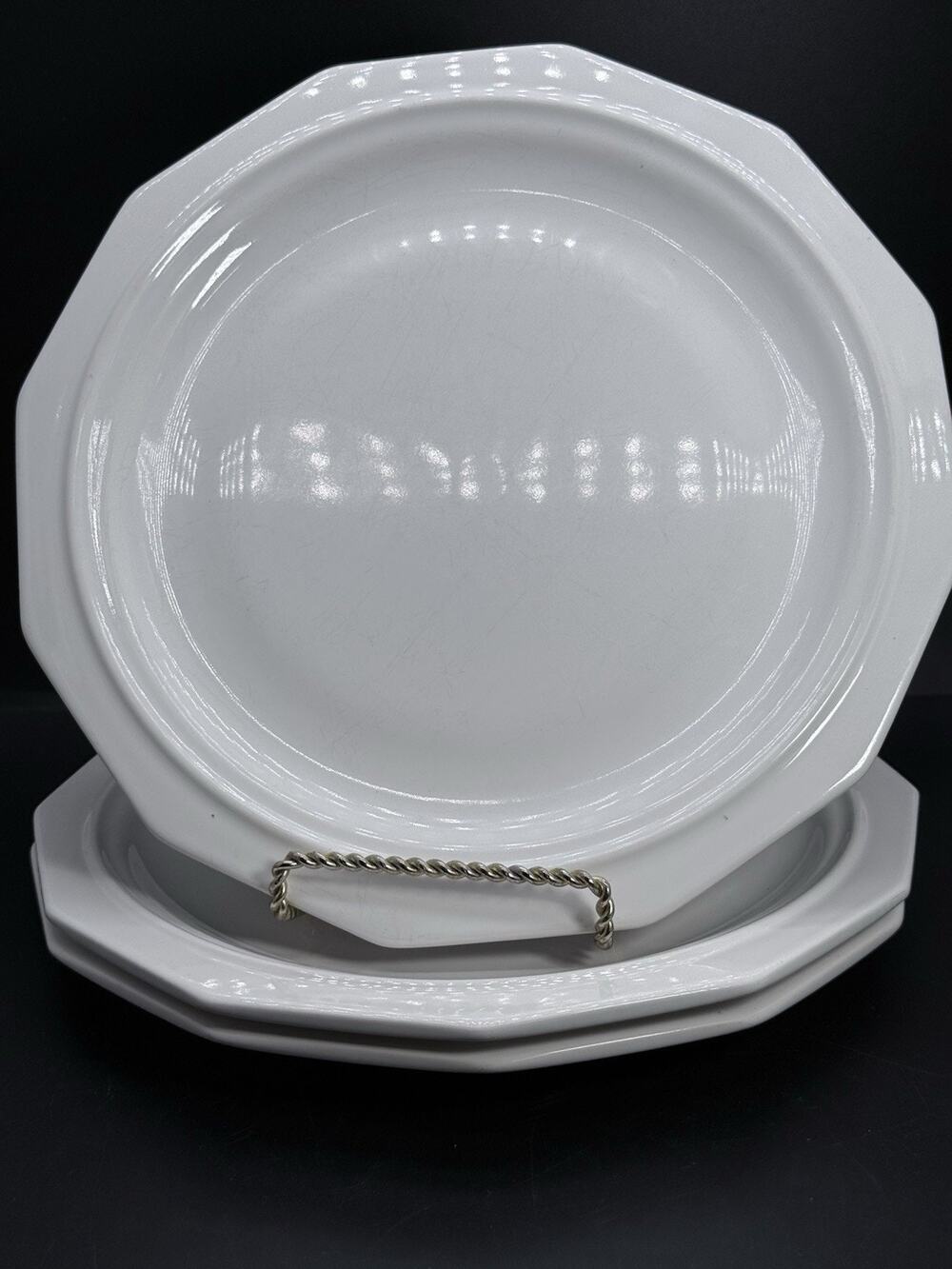 Pfaltzgraff Heritage White Dinner Plate Set of 3 Stoneware 10.25" USA Made
